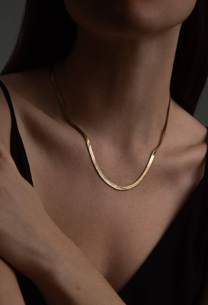 Classic Snake Chain Waterproof Necklace 14k Gold Plate – Grace&Kin