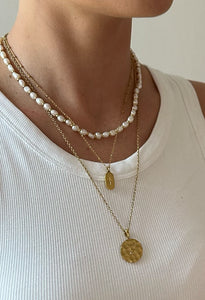 Classic Freshwater Pearl and Gold Waterproof Necklace 14k Gold Plate