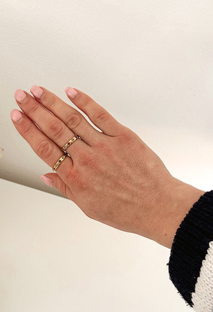 Colourburst Star Stacking Waterproof Ring 14k Gold Plate