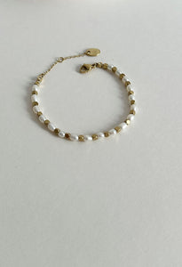 Dainty Freshwater Pearl & Gold Waterproof Bracelet 14k Gold Plate