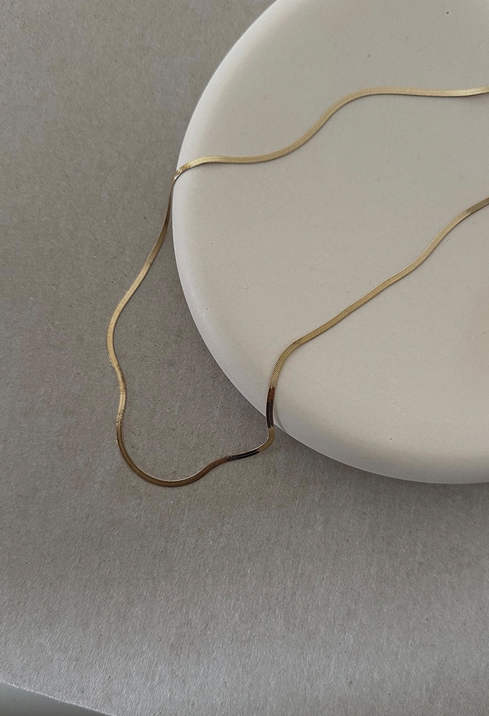 Fine Snake Chain Waterproof Necklace 14K Gold Plate