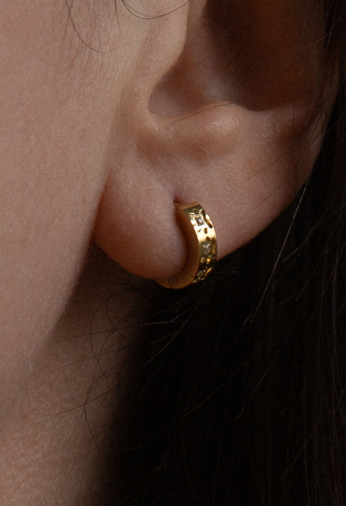 Mini Celestial Waterproof Huggie Earrings 14k Gold Plate