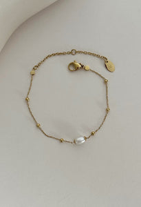 Satellite Freshwater Pearl Waterproof Bracelet 14K Gold Plate