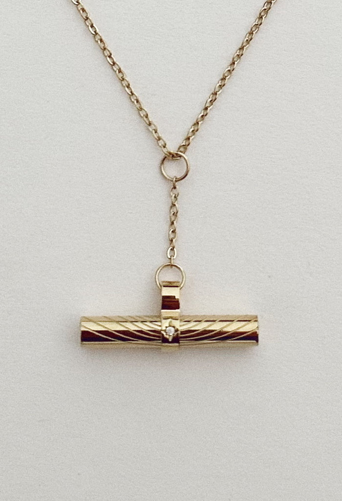 Starburst T-bar Waterproof Necklace 14k Gold Plate