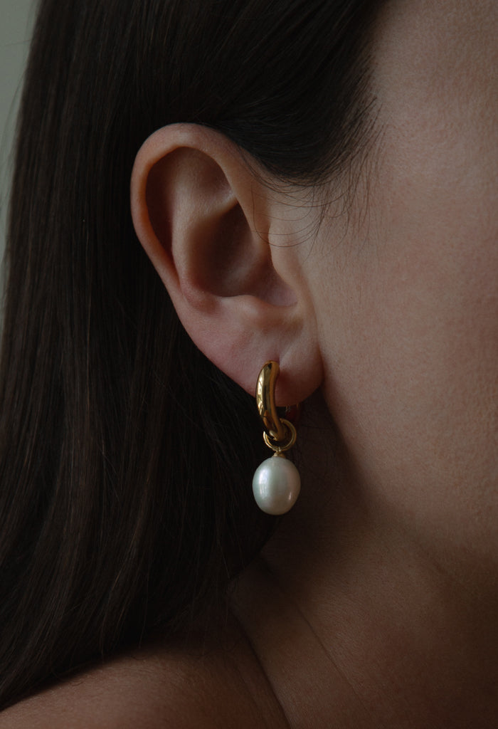 Statement Freshwater Pearl Waterproof Earrings 14k Gold Plate