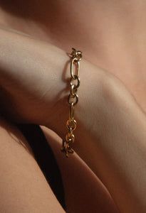 Statement Gold Link Chain Waterproof Bracelet 14K Gold Plate