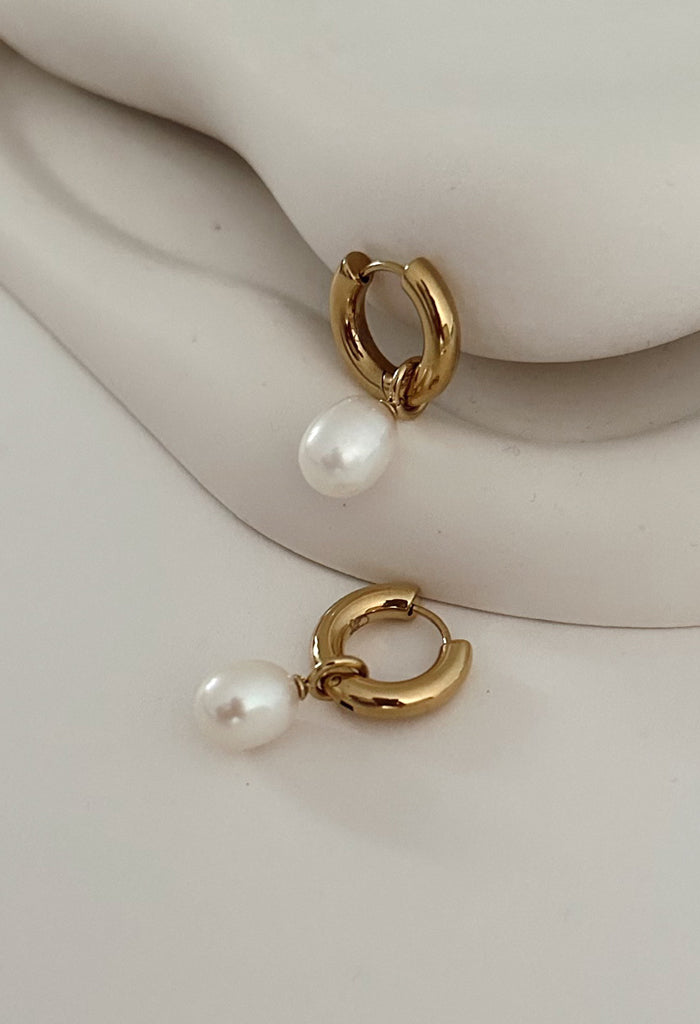 Statement Freshwater Pearl Waterproof Earrings 14k Gold Plate