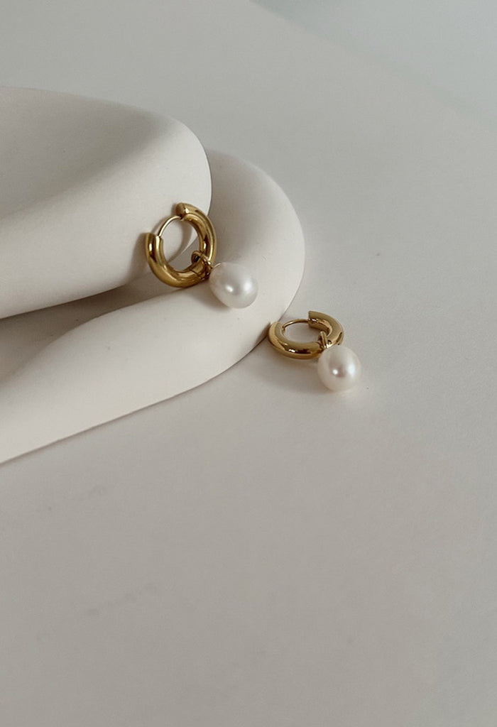 Statement Freshwater Pearl Waterproof Earrings 14k Gold Plate