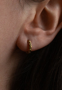 Textured Huggie Waterproof Earrings 14k Gold Plate