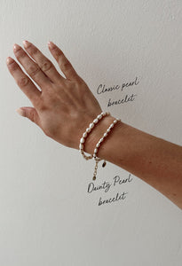 Dainty Freshwater Pearl & Gold Waterproof Bracelet 14k Gold Plate