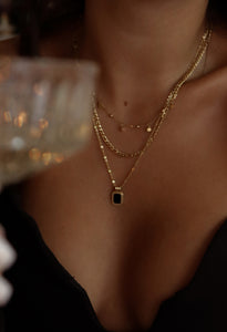 The Gold Plated Onyx Stone Square Necklace – Bralux