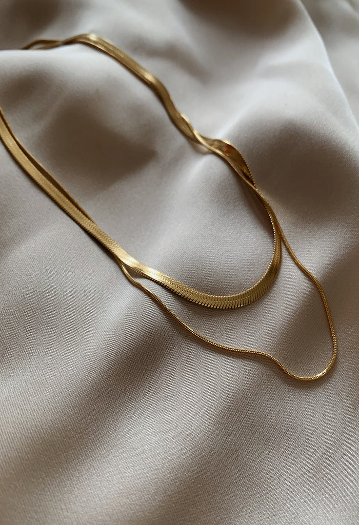 Layered Gold Snake Chain Necklace